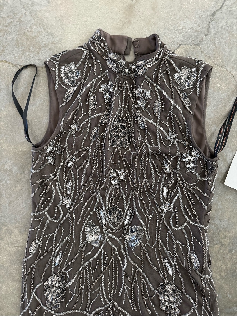 Beaded High-Neck Evening Gown - Picture 4 of 10
